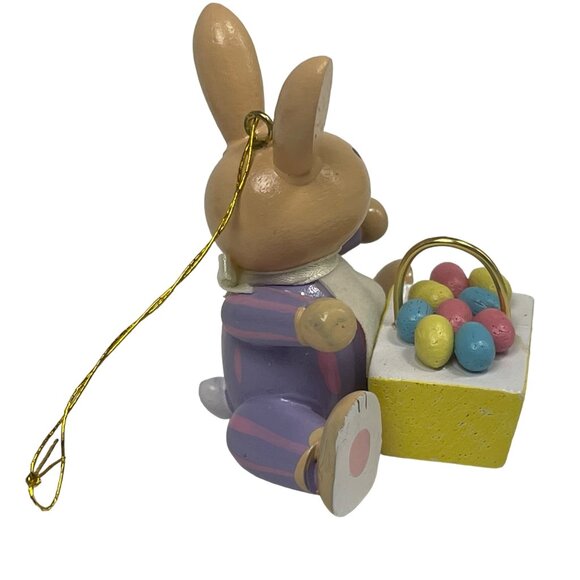 Wooden Bunny Ornament With Basket Of Easter Eggs - Picture 4 of 8